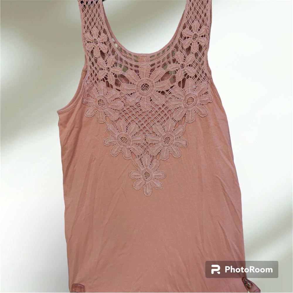 Rosy Purple Floral Lace Tank Size Small